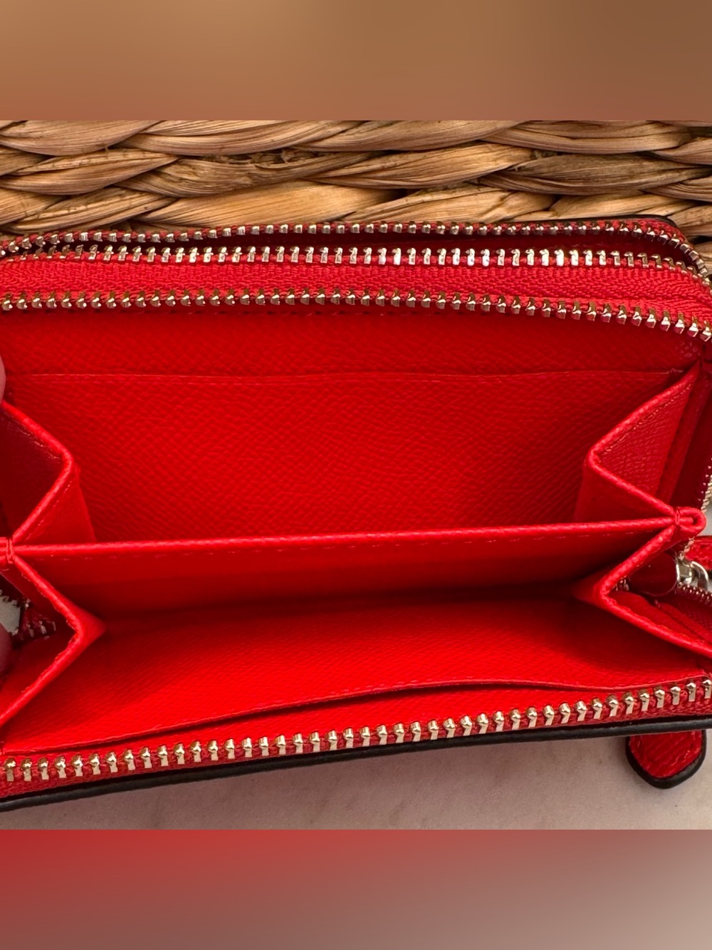 Coach Red Leather and Silver Double Zip-Around Wallet NEW! - Picture 9 of 12